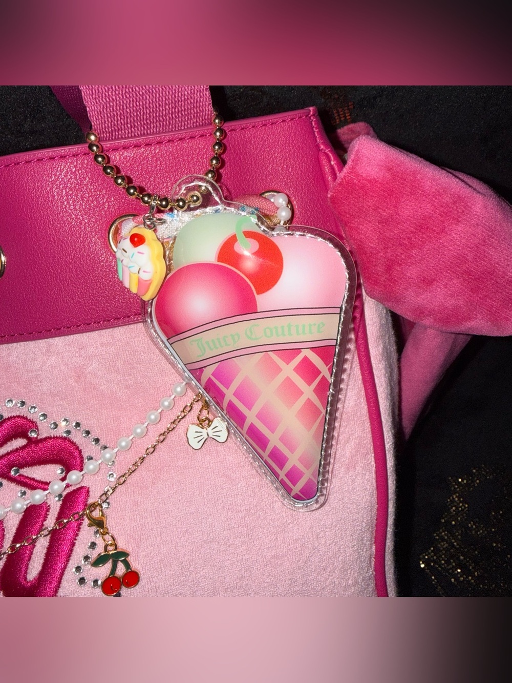 NWT Custom Juicy Couture Sugar Rush Ice Cream Cherry Drip Daydreamer Tote 1 Of 1 - Picture 4 of 10